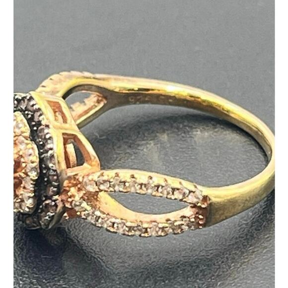 FZN CN Brown Clear Cubic Zirconia 18k Rose Gold Over Sterling Silver Ring Sz 7.5 - Picture 6 of 9